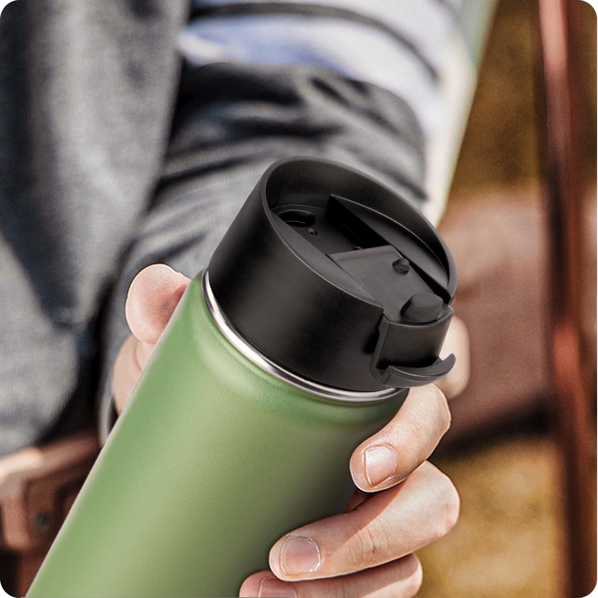 Prurex Flip Lid for Hydro Flask 12 16 18 20 32 40 64 oz Wide Mouth Bottle,Replacement Lid for Hydroflask,Thermoflask,Iron Flask and More 2.28" Wide Mouth Bottles(Black 1 Pack