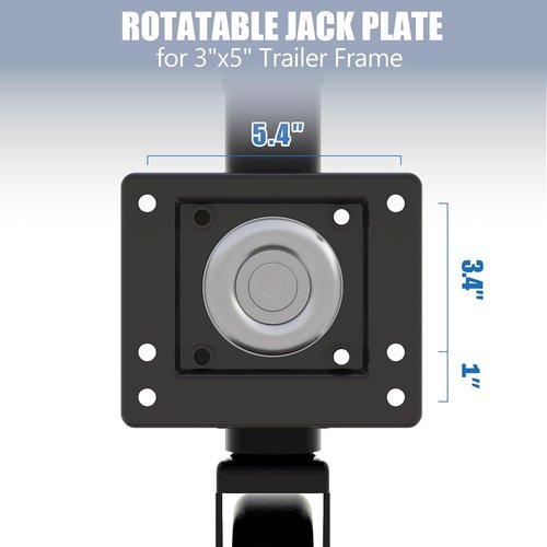 8" Spoke Wheel Trailer Jack - 1500 lbs Capacity with 10" Vertical Movement for RVs, Boats & Trailers - Black
