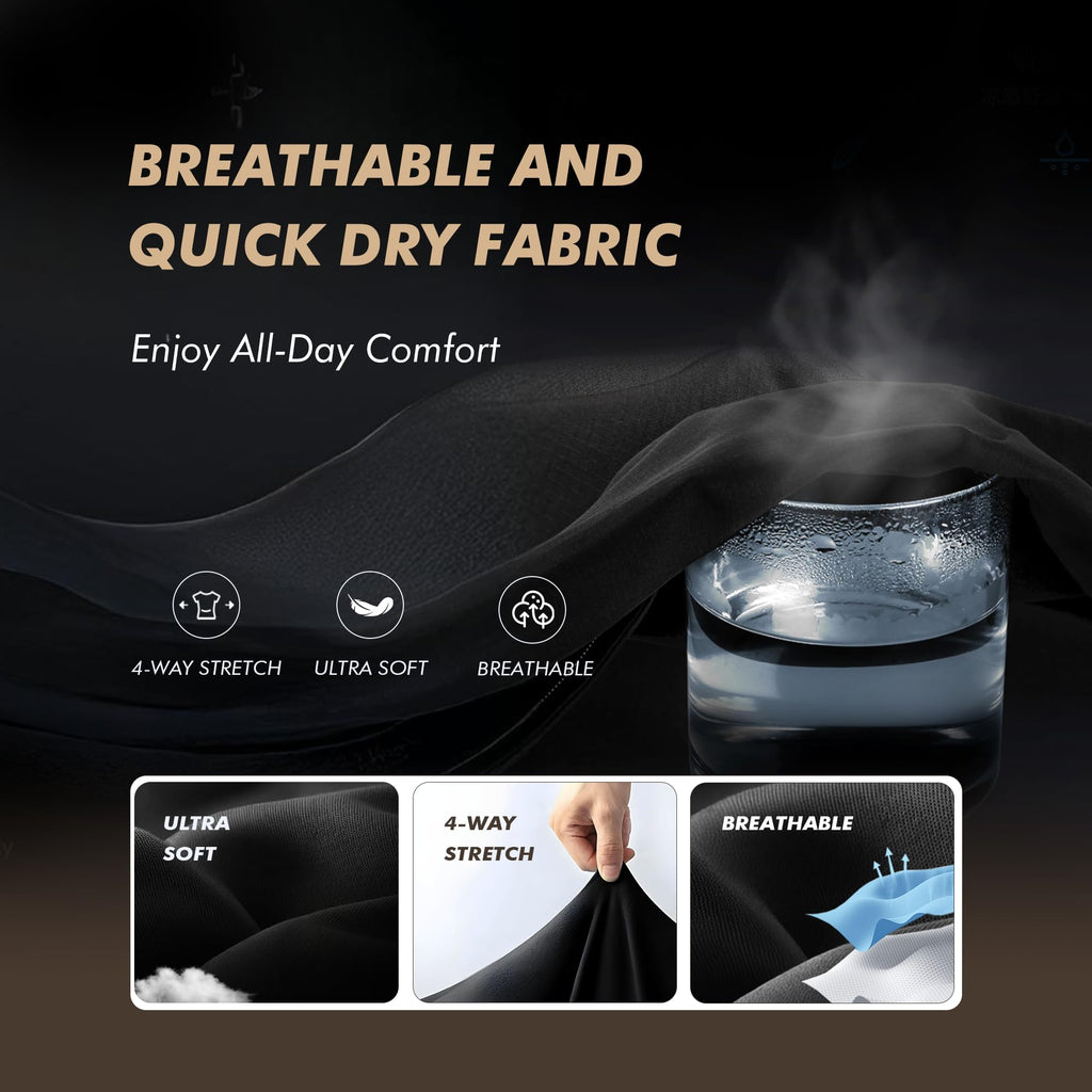 BOOJO Polo Shirts for Men - Quick Dry Moisture Wicking Black Short Sleeve Performance Golf T Shirts for Casual Work Athletic