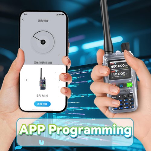 BAOFENG UV5RMINI Two Way Radio NOAA Weather Radio Dual PTT 999CH Survival Radio APP Programming Copy Frequency Ham Radio