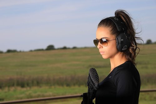 Walker's Razor Slim Electronic Quad Muff (Black) with Hearing Protection Case