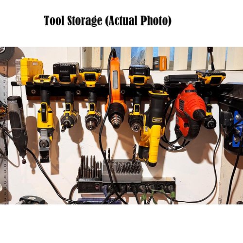 OGODU 33” Heavy Duty Tool Rack, Wall Mount Barbell Storage for Gym Equipment, 10L8S Slots for Garage/Home/Gym/Yard, 350LBS 4MM Steel 5MM EVA, Power Tool Organizer