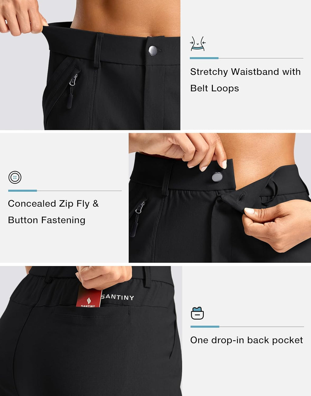 SANTINY Women's Hiking Golf Shorts - Quick Dry Stretch Fabric with Pockets | Summer Casual Wear