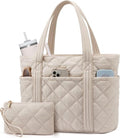 LOVEVOOK Puffer Tote Bag - Stylish Work Handbag with Cup Holder | Travel Carry-On for Teachers & Nurses