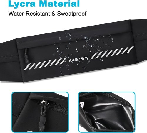 HAISSKY Running Belt - Slim Fanny Pack for Men & Women | Jogging Phone Holder & Money Belt (27" - 51" Waist)