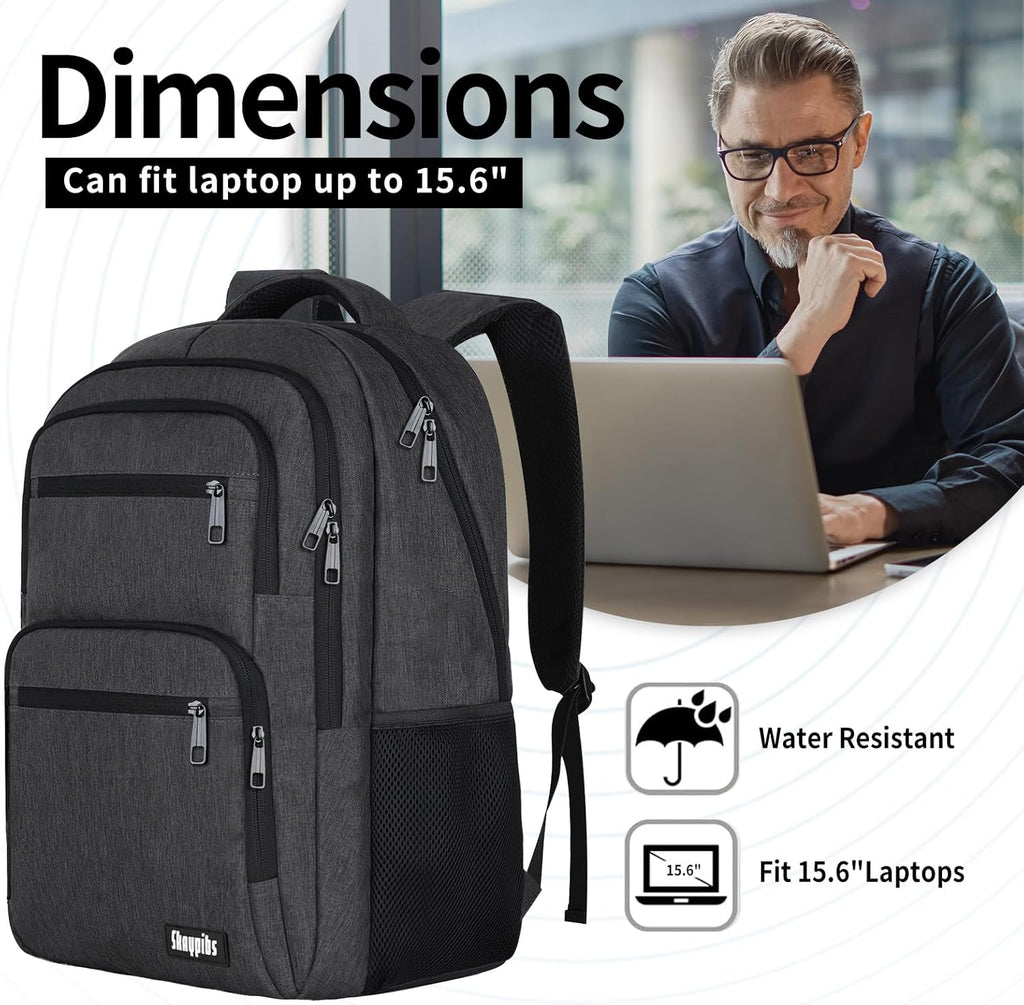 Skiennix 15.6-Inch Laptop Backpack - Durable School & Travel Bag for Men, Women, and Teens - Black