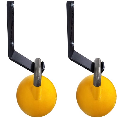 PRx Performance Kettlebell Storage Holders (2 Pack), Wall Mounted Kettle Bell Holder Hanger, Space Saving Home or Commercial Gym Accessory, USA Made Steel with Black Powder Coating…