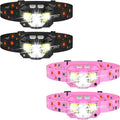 LHKNL Rechargeable Headlamp - 2 Pack in Black & Pink | Bright, Long-Lasting Light