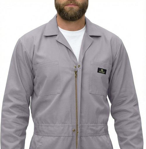 Natural Uniforms Men's Long Sleeve Zip-Up Twill Coverall - Stain & Wrinkle Resistant