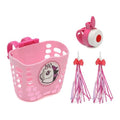 Kids Bike Basket Gift Set, Bike Basket Front Mount with Streamers & Bell, Universal Bike Accessories for Kids – Fits Most Scooters & Bicycles, Pink