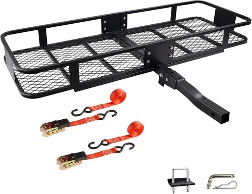 Fouwick Folding Trailer Hitch Mount Cargo Carrier - 500LBS Capacity, 60"x20"x6" Luggage Rack