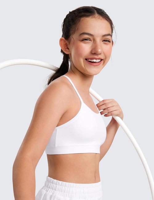 CRZ YOGA Girls Butterluxe Y-Back Sports Bra - Padded Crop Top for Yoga & Casual Wear