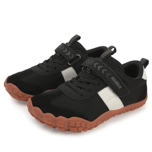 KUBUA Kids Barefoot Shoes Boys Girls Sneakers Lightweight Durable Tennis Shoes School Gym Sports Black 3.5 Big Kid
