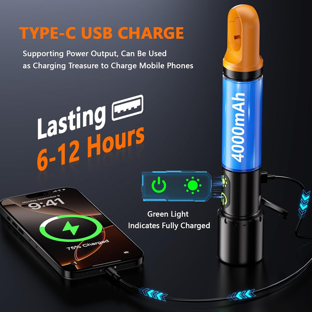Rechargeable LED Flashlight - 2000 Lumen Super Bright, Waterproof, 9 Modes | Ideal for Camping, Emergencies