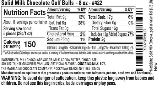 Madelaine Solid Milk Chocolate Golf Balls - Foil Wrapped Party Favors for Golf Events | 1/2 LB Bag