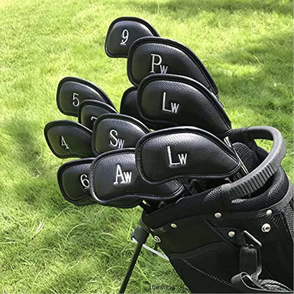 Xuesong Golf 12pcs Thick Synthetic Leather Golf Iron Head Covers Set Headcover Fit All Brands Callaway Ping Taylormade Cobra Etc