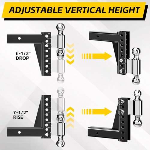 MaxxHaul 70380 Adjustable Dual Ball Mount - Heavy-Duty 12,000 lb Towing Capacity, 6.5" Drop / 7.5" Rise