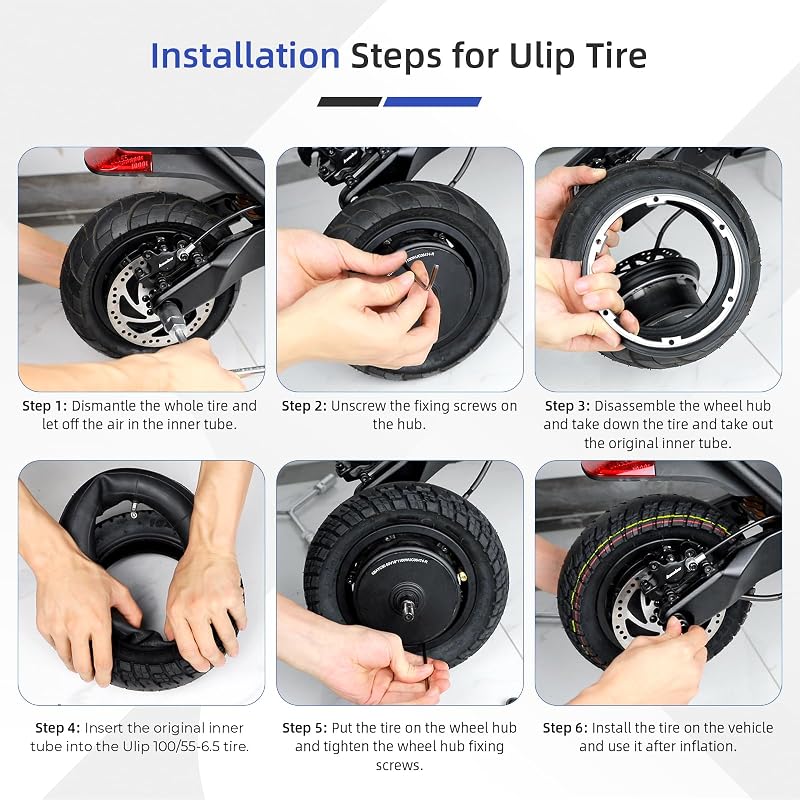 Vacuum Tire 100/55-6.5 for Dualtron Ultra2 THUNDER II E-Scooter – 2 pcs Tubeless Wide, Anti-Slip