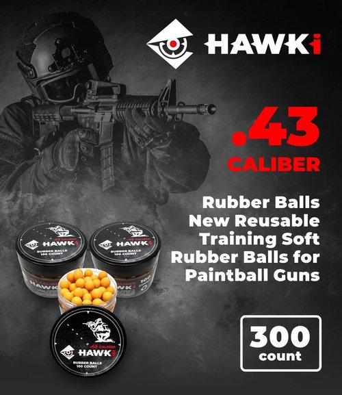 Hawki Rubber Balls - Reusable .50/.43 Cal Soft Rubber Training Balls for Paintball Guns