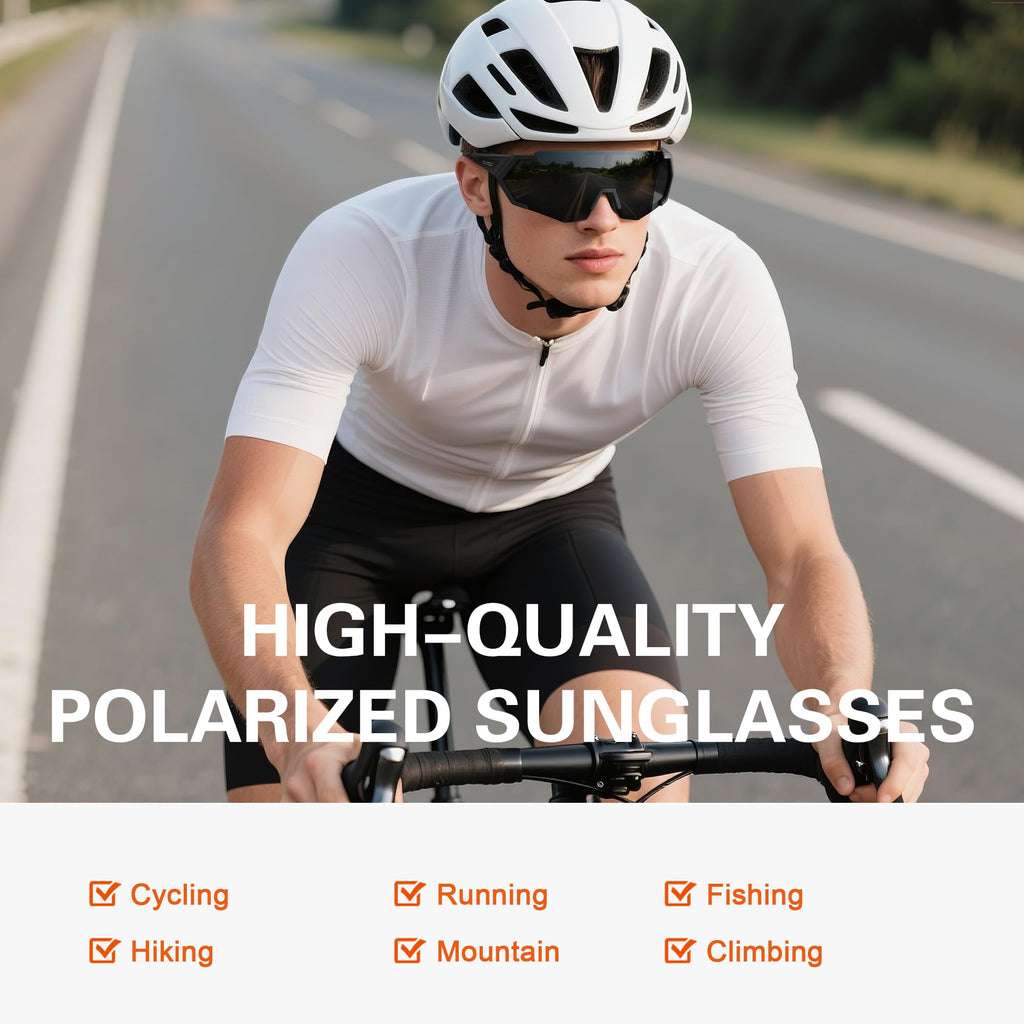 suoso Sports Polarized Sunglasses Men Women Cycling Sunglasses: Wrap Around UV Protection Running Sun Glasses for Baseball