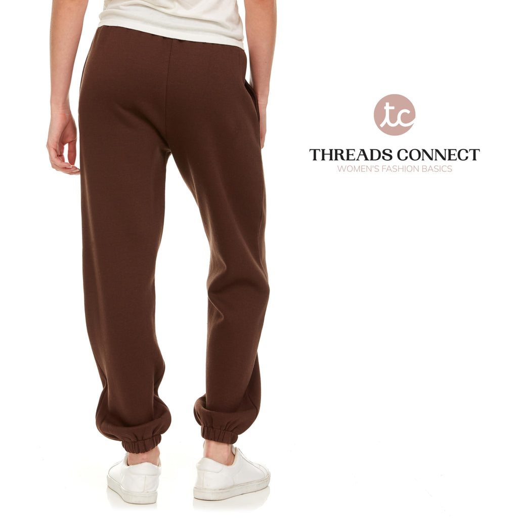 Sweatpants for Women - Closed Cinch Bottom Fleece Lounge Womens Plus Size Joggers Brown