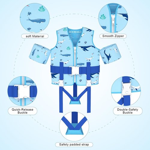 DOOHALO Toddler Swim Vest - Kids Swimming Training Aid for Ages 1-8, 20-46 lbs | Safe & Comfortable