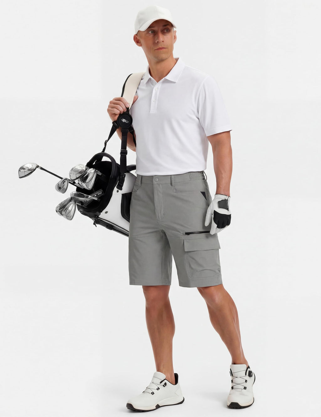TACVASEN Men's Cargo Shorts Golf Dress Casual Lightweight Quick Dry Water Resistant Summer Work Hiking Shorts Fishing Light Grey 38