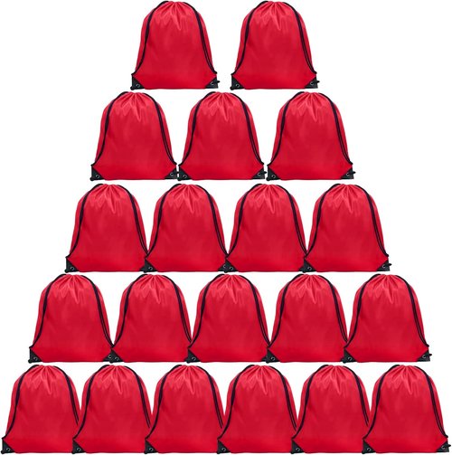 GoodtoU Drawstring Backpack Bulk, 20 Pcs Draw String Bags Cinch Bag Drawstring Gym Bag Sackpack Backpack for Women Men, Red