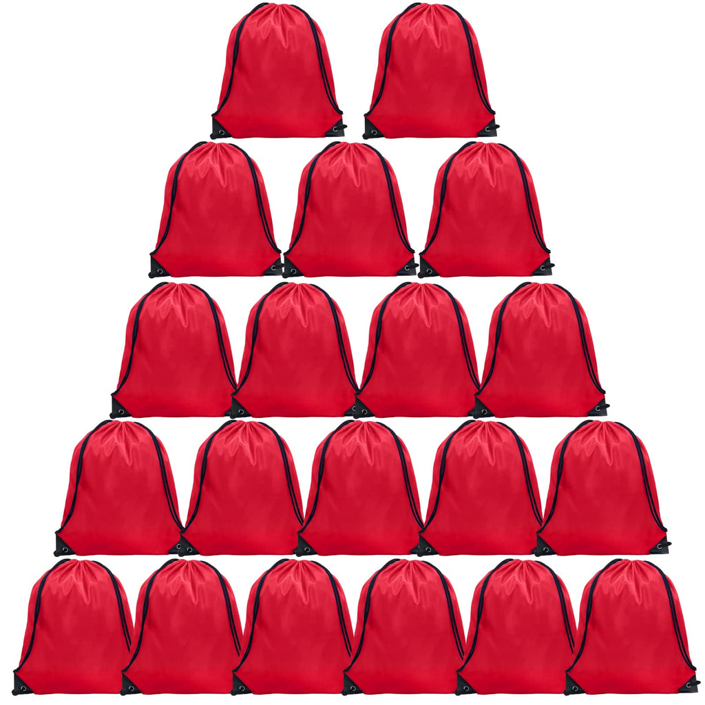 GoodtoU Nylon Drawstring Bags - Bulk 48Pcs Red Cinch Sack Gym Backpack for Sport, Traveling, Team