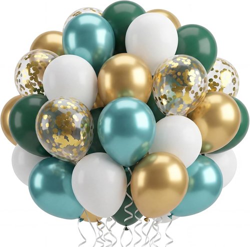 Metallic Green Gold Balloons - 12 Inch Latex Balloons, 60 Pack for Weddings, Anniversaries & Parties