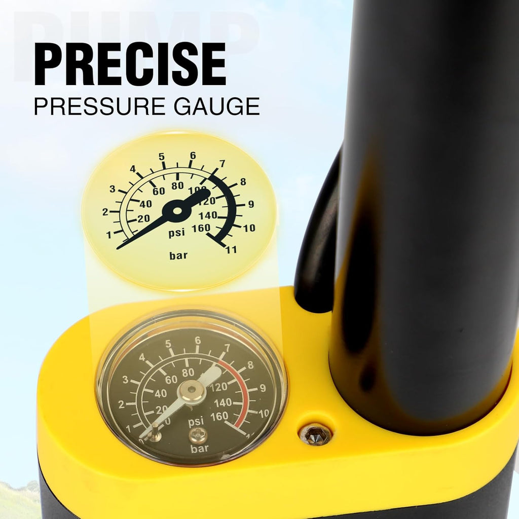 Skiennix High-Pressure Portable Tire Pump - 120 PSI with Analog Gauge & Ergonomic Handle | Fits Presta, Schrader & Dunlop Valves