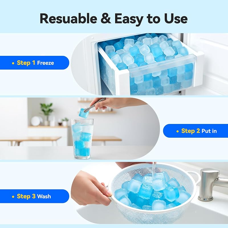 90pcs Reusable Refreezable Plastic Ice Cubes - Blue & White Variation