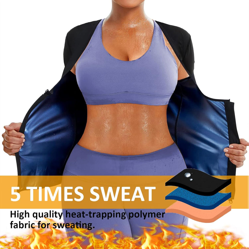 Skiennix Sauna Suit Shirt for Women - Weight Loss Compression Tank Top | Zippered Workout Vest