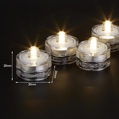 AGPTEK LED Submersible Battery Tea Light Candles - Waterproof for Wedding & Party Decor | Warm White