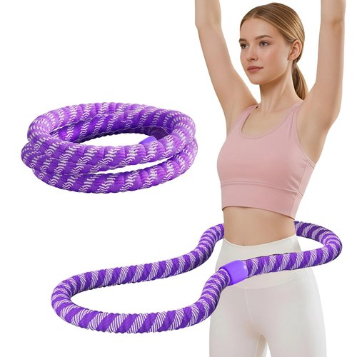 Weighted Soft Spring Hula Hoop for Adults, 3.3 lbs Foldable for Home and Travel, Portable Slimming Fitness Hoop for Weight Loss, Waist-Friendly Design, Upgraded Closed Silent Version (purple)