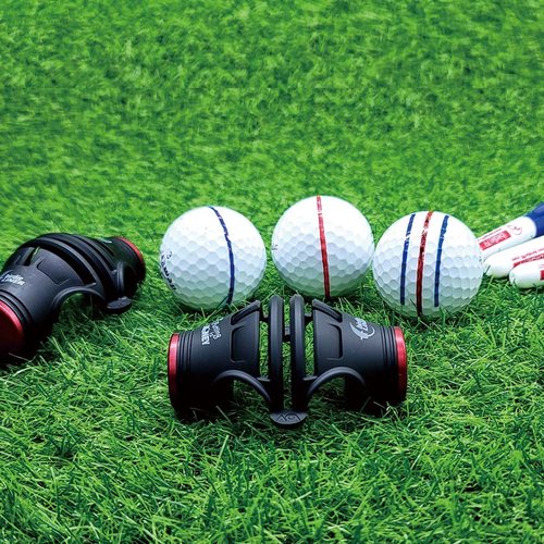 BIRDIE79 360-Degree Golf Ball Marker Alignment Tool Kit with 3-Color Pens and Gift Box (Black, 2 Pack)