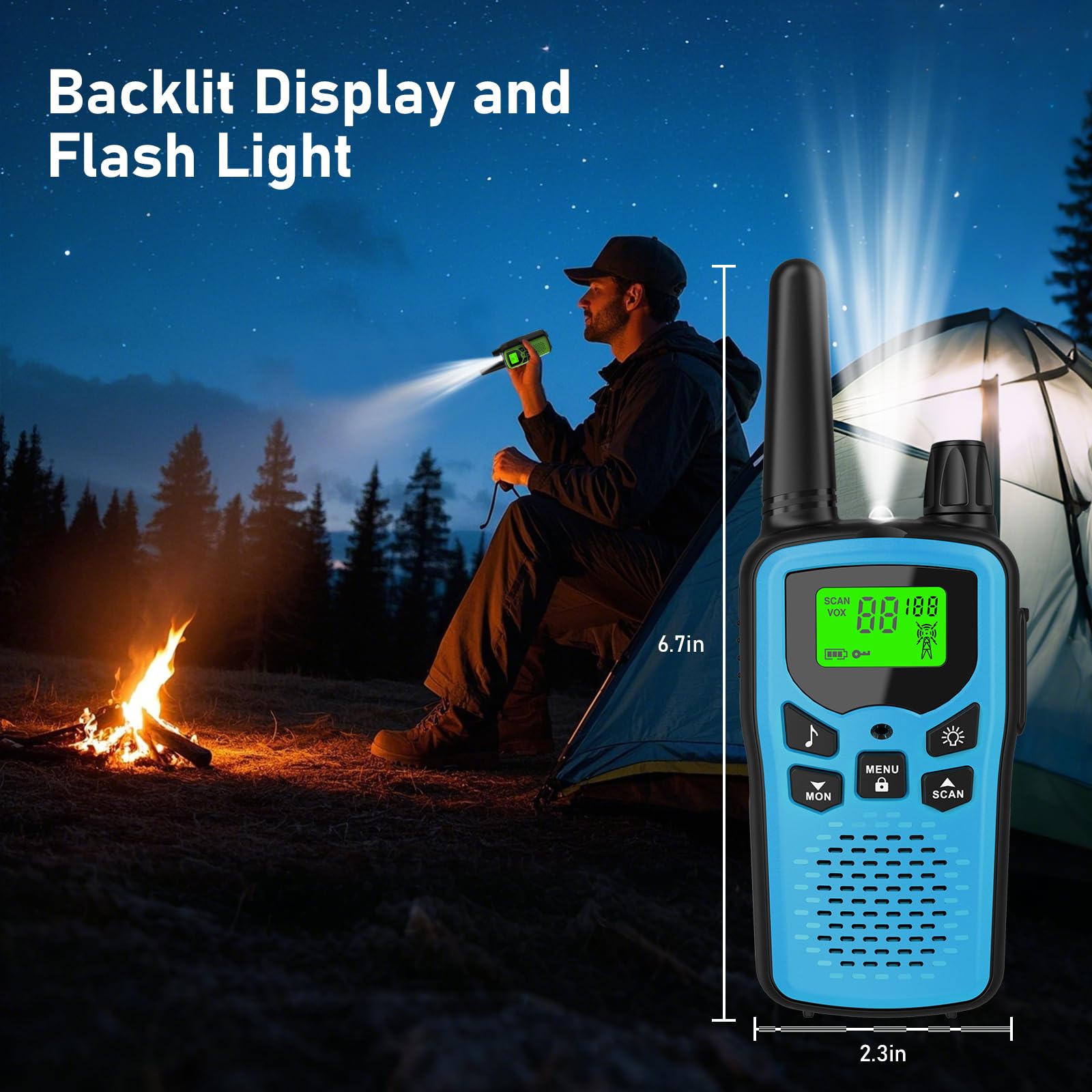 Walkie Talkies for Adults Long Range,Kartal Rechargeable Walkie Talkies with 22 FRS Channels,Two Way Radios with LED Flashlight for Hiking Cruises Camping (Blue)