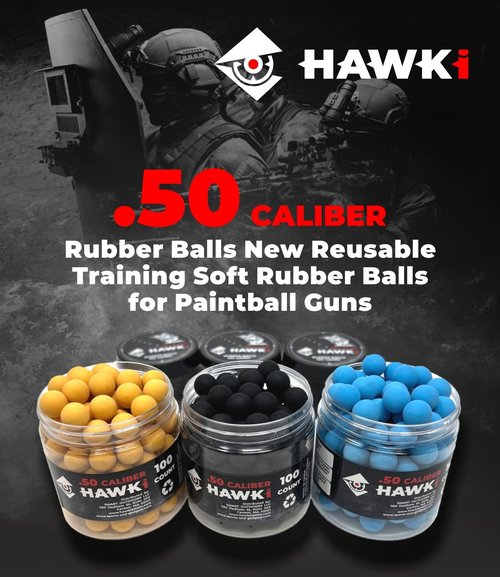 Hawki Rubber Balls - Reusable .50/.43 Cal Soft Training Balls for Paintball Guns | Less Lethal