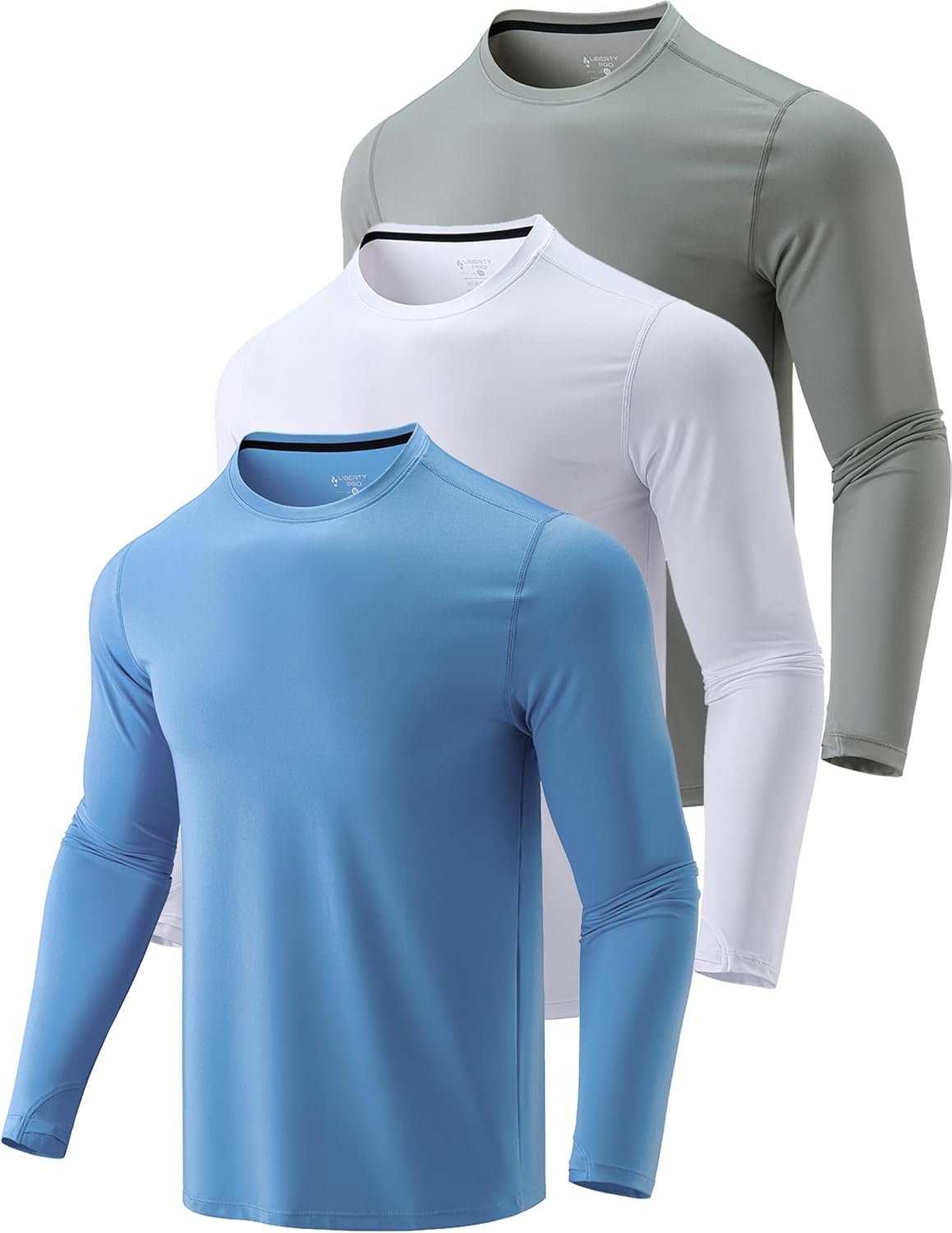 Skiennix Men's Dry Fit Long Sleeve T-Shirts - Lightweight Athletic Performance Tops | 3 Pack