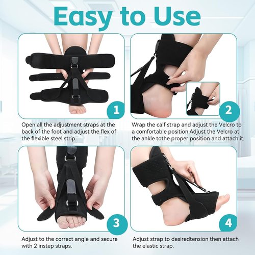 Plantar Fasciitis Night Splint(1Pcs, Black)-Upgrade 3 Adjustable Planter Facetious Relief Brace,Night Splint for Plantar Fasciitis Women & Men,Eases Plantar Fasciitis, Foot Drop & Achilles Tendonitis