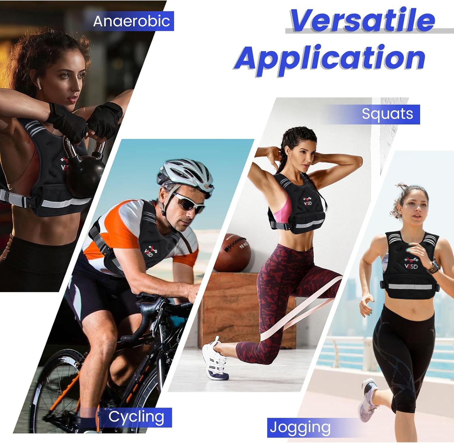 VBSD Adjustable Weighted Vest - 4-32lb Options with Reflective Strip for Running & Strength Training
