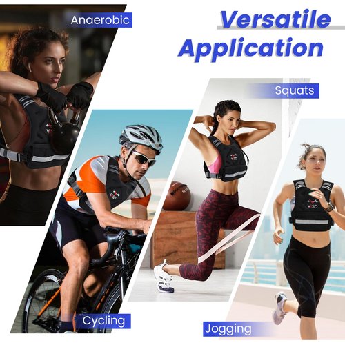 VBSD Adjustable Weighted Vest for Women Men 4-10lb Vest with 6 Ironsand Weights Body Weight Vest with Reflective Strip for Running Walking Strength Training Workouts