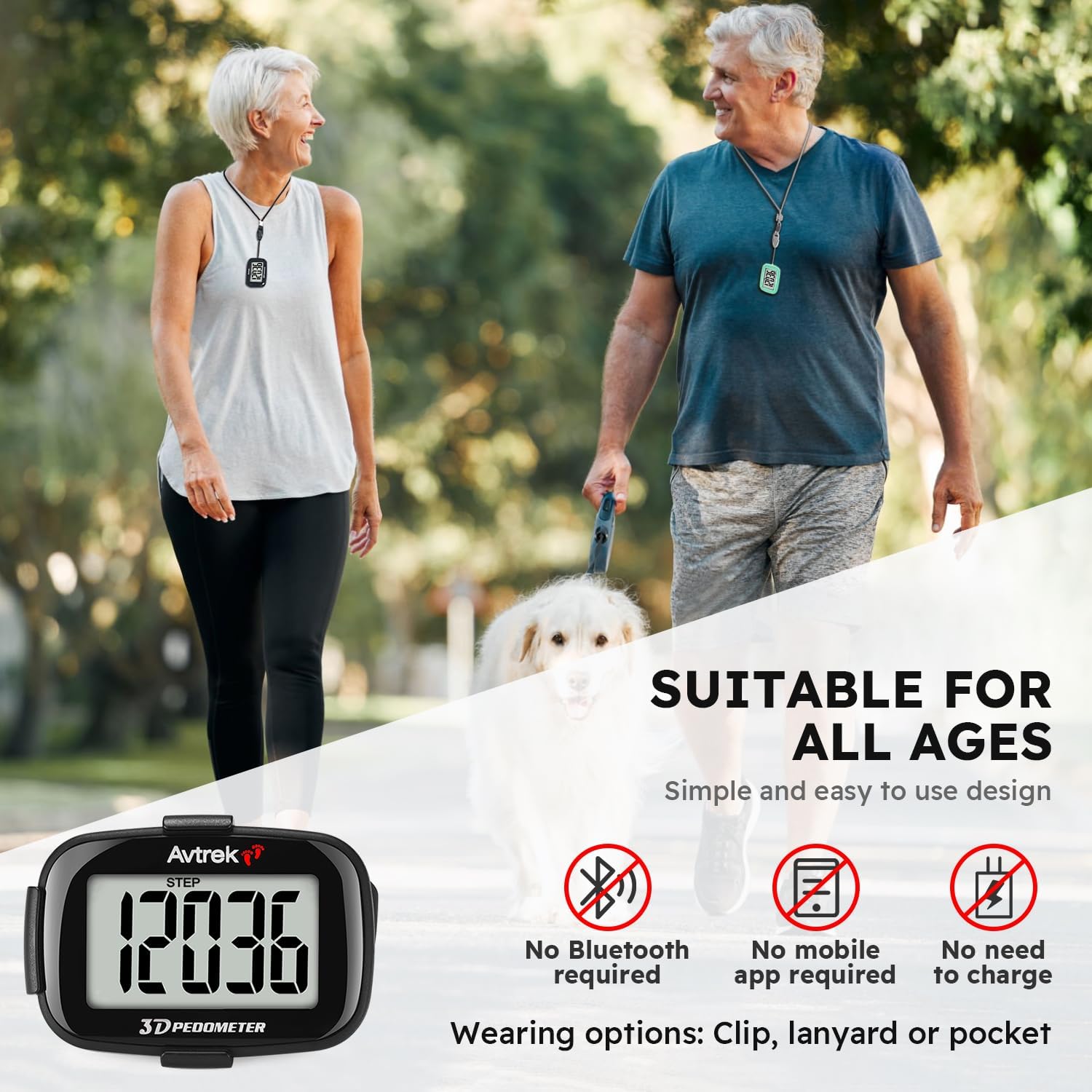 Skiennix 3D Step Counter - Clip-On LED Backlight Pocket Pedometer for Outdoor Fitness Tracking