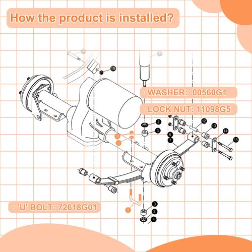 ZLX&LU EZGO Leaf Spring U Bolt Accessories, Golf Cart Rear Leaf Spring Bolt Kit, Suitable for 1994-2009 EZGO TXT Gas and Electric Golf Cart, OEM#: 00560G1, 11098G5, 72618G01-4 Pack