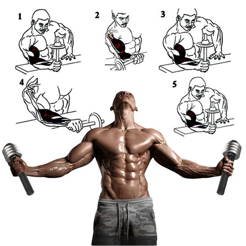 Wrist Strengthener, Forearm Exerciser Hand Wrist Power Developer Dumbbell Bar Home Forearm Muscle Arm Grip Strength Training Exercise Equipment Arm Wrestling Workout