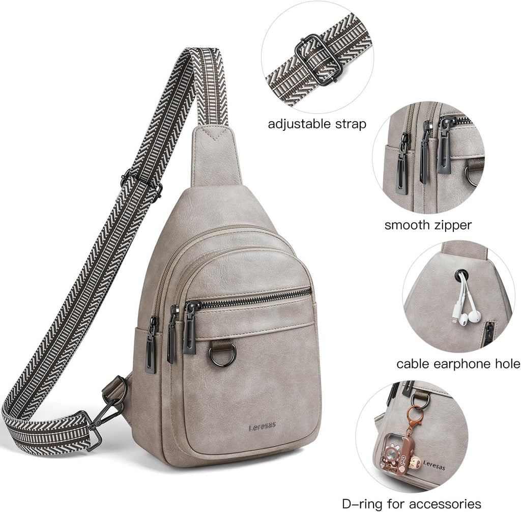 Skiennix 7L Sling Bag - Vegan Leather Crossbody Purse | Anti-Theft Travel Backpack for Men & Women