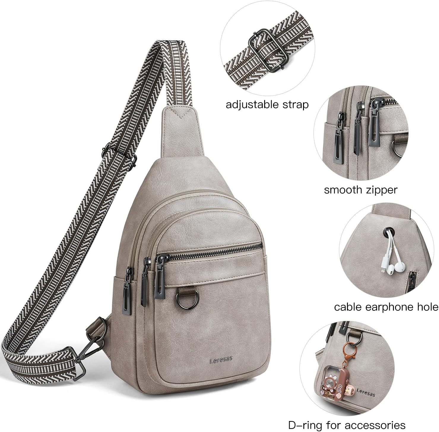 Skiennix 7L Sling Bag - Vegan Leather Crossbody Purse | Anti-Theft Travel Backpack for Men & Women