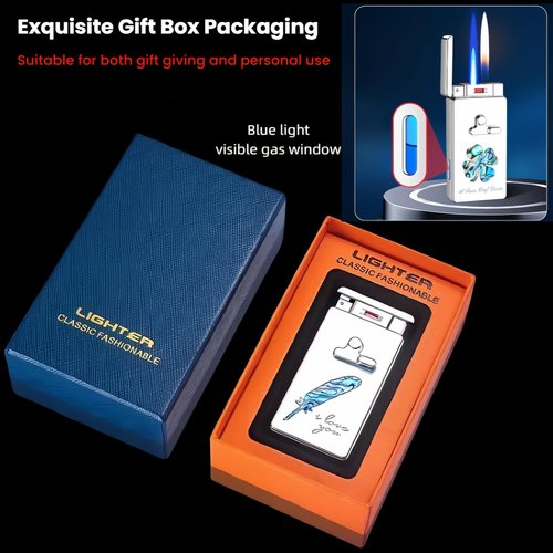 NINSI Smart Butane Torch Lighter, 5 Ignition Methods, Voice Controlled Dual Flame Lighter with Jet Blue Flame and Open Flame Options, Windproof Refillable Lighters (Without Gas) (Camel)