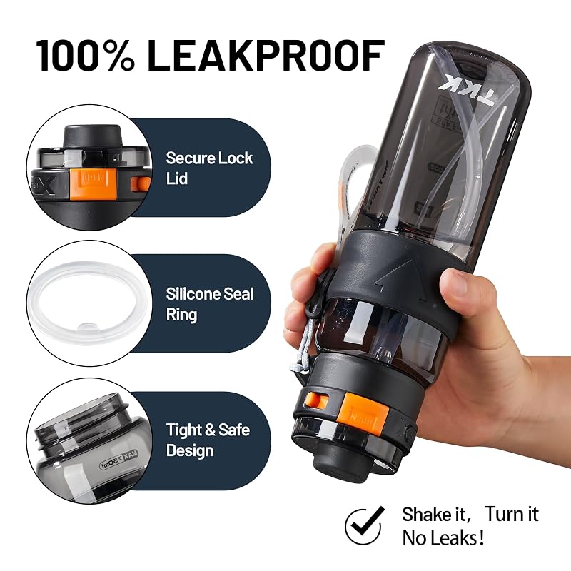 Misting Water Bottle 25oz BPA-Free Tritan with Spray Mist, Leak-Proof Flip Top, 2 Drinking Modes - Black