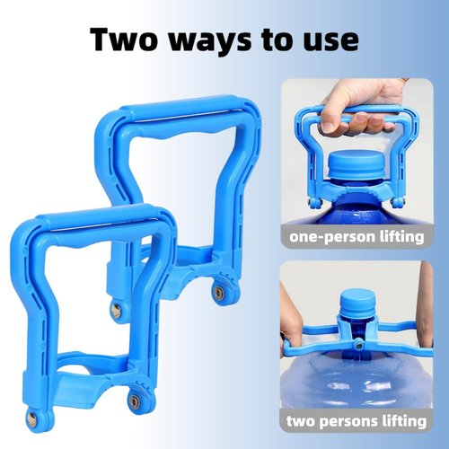 5 Gallon Water Bottle Carrier 2Pcs Set with 4 Jug Cap Jug Carrier, Heavy-Duty Ergonomic Handle with Dual-Mode Lift, Non-Slip Design for Easy and Secure Carrying, Fits Standard 5-Gallon Water Jugs